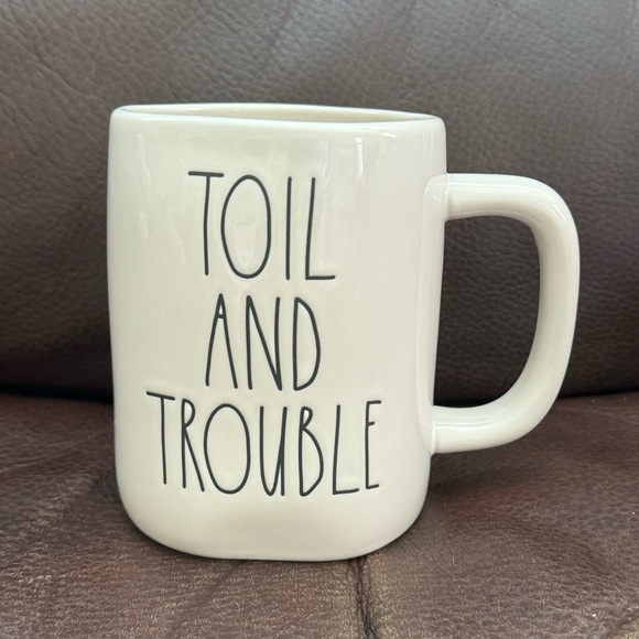 Rae Dunn TOIL AND TROUBLE with Cauldron Watercolor Halloween Mug - Picture 2 of 6